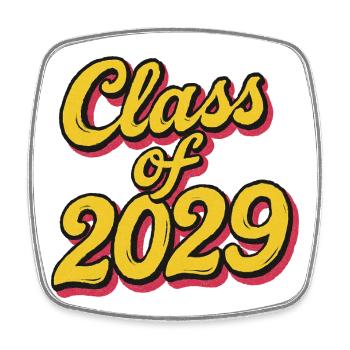Class of 2029 Retro Script - Square fridge magnet - white - Front