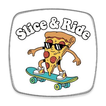 Slice & Ride Skatepizza - Square fridge magnet - white - Front