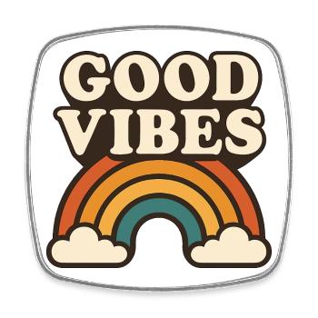 Retro Rainbow Positive Energy - Square fridge magnet - white - Front