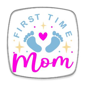 Mom 1st Mother's Day Expectant Mom - Square fridge magnet - white - Front