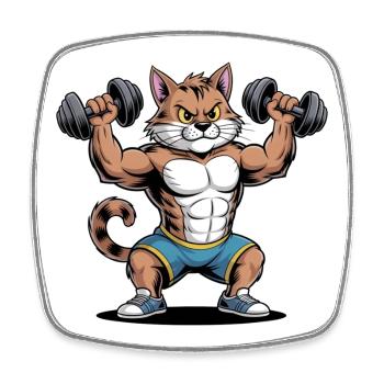 Cat muscle strength strength strength training - Square fridge magnet - white - Front