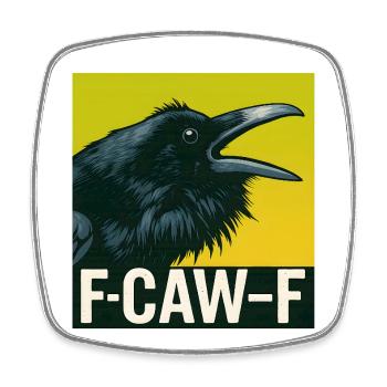 Rabe F-Caw-F Retro Lustige Schwarze Krähe - Viereckiger Kühlschrankmagnet - Weiß - Vorne