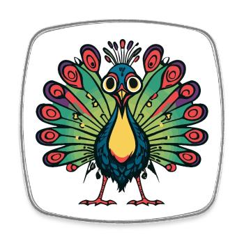Peacock Bird Halloween Comic Funny - Square fridge magnet - white - Front