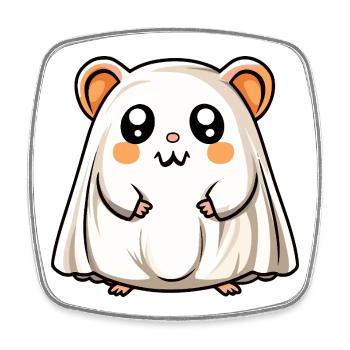Hamster Halloween Geist - Viereckiger Kühlschrankmagnet - Weiß - Vorne