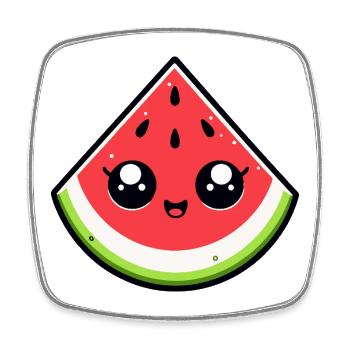 Kawaii Wassermelone Helles Lächeln - Viereckiger Kühlschrankmagnet - Weiß - Vorne