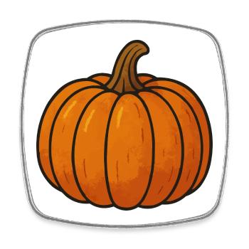 Pumpkin Cartoon Illustration - Square fridge magnet - white - Front