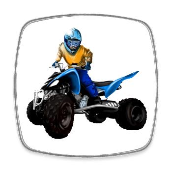Quad Action Driver in Yellow Blue - Square fridge magnet - white - Front