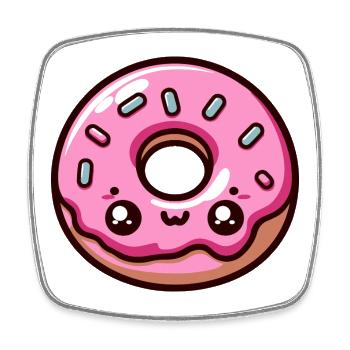 Pastellrosa Kawaii Donut - Viereckiger Kühlschrankmagnet - Weiß - Vorne