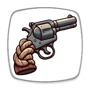 Cartoon Seil Revolver - Viereckiger Kühlschrankmagnet - Weiß - Vorne