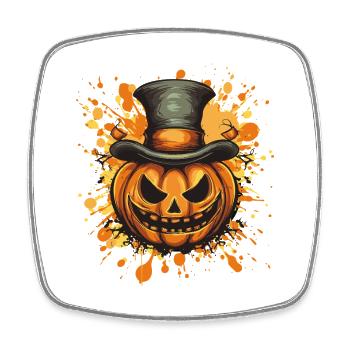 Kürbis mit Zylinder Halloween - Viereckiger Kühlschrankmagnet - Weiß - Vorne