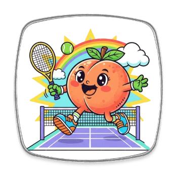 Peach Tennis - Square fridge magnet - white - Front