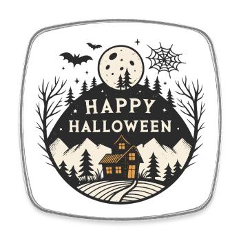 Halloween Night Mountain Cabin - Square fridge magnet - white - Front