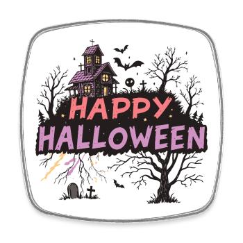 Frohes Halloween Spukhaus Pastell - Viereckiger Kühlschrankmagnet - Weiß - Vorne