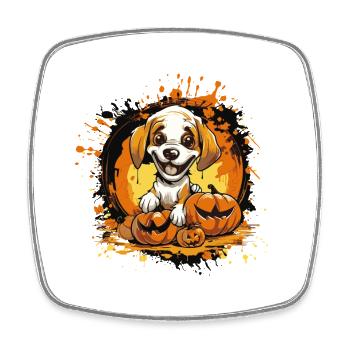 Hund Kürbis Halloween Motiv - Viereckiger Kühlschrankmagnet - Weiß - Vorne