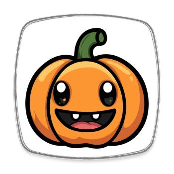 Pumpkin Halloween Autumn Comic - Square fridge magnet - white - Front