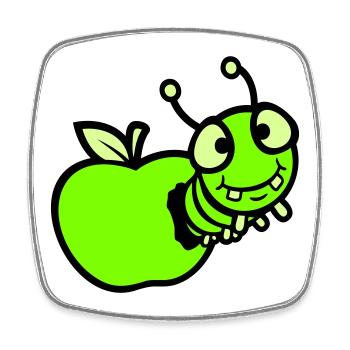 Caterpillar peeps apple hole comic funny cute cute - Square fridge magnet - white - Front