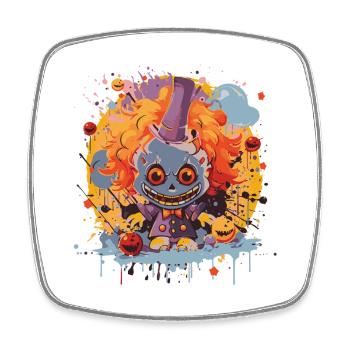 Colorful clown with top hat - Square fridge magnet - white - Front