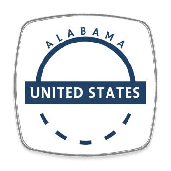 Alabama USA Emblem - Viereckiger Kühlschrankmagnet - Weiß - Vorne
