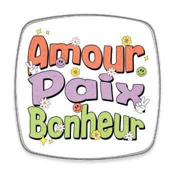 Amour Paix Bonheur Pop Pastel - Magnet carré - blanc - Devant