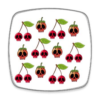 Crânes de cerises et de fraises - Magnet carré - blanc - Devant