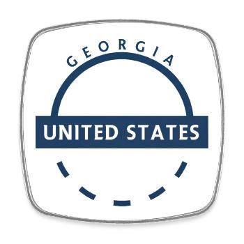 Georgien, USA-Emblem - Viereckiger Kühlschrankmagnet - Weiß - Vorne