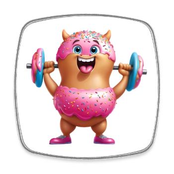Donut Monster Krafttraining - Viereckiger Kühlschrankmagnet - Weiß - Vorne