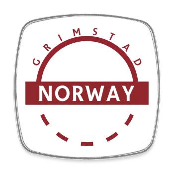 Grimstad Norway Round Badge - Square fridge magnet - white - Front
