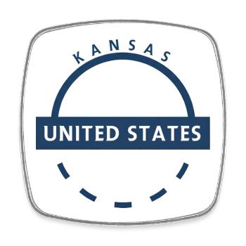 Kansas USA Emblem Design - Viereckiger Kühlschrankmagnet - Weiß - Vorne