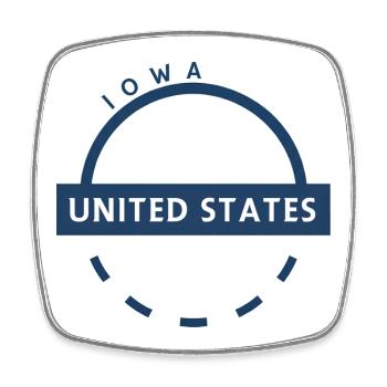 Iowa UnitedStates Arc Badge - Square fridge magnet - white - Front