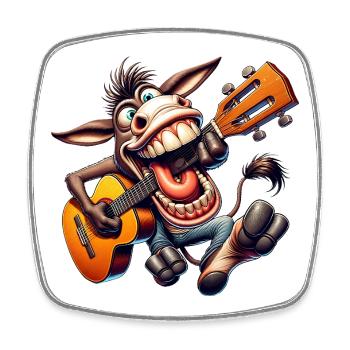 Lustiger Esel Mit Gitarre Cartoon Musiker - Viereckiger Kühlschrankmagnet - Weiß - Vorne