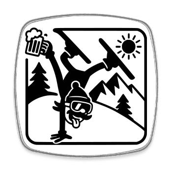 Lustig Ski Fahren Handstand Piste - Viereckiger Kühlschrankmagnet - Weiß - Vorne