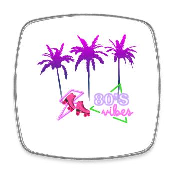Neon 80s Palm Trees Neon Skates - Square fridge magnet - white - Front