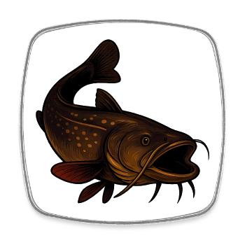 Illustration de poisson-chat pour les pêcheurs et les amoureux de la nature - Magnet carré - blanc - Devant