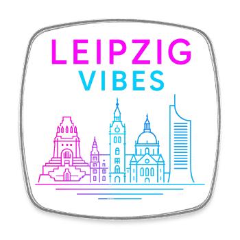 Leipzig Neon Vibes - Viereckiger Kühlschrankmagnet - Weiß - Vorne