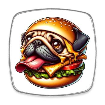 mignon carlin halloween cheeseburger dessin animé monstre - Magnet carré - blanc - Devant