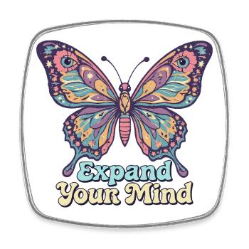 Psychedelic Retro – Expand Your Mind - Square fridge magnet - white - Front