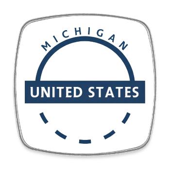 Michigan USA Emblem Symbol - Viereckiger Kühlschrankmagnet - Weiß - Vorne