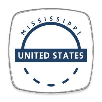 Emblème du Mississippi États-Unis - Magnet carré - blanc - Devant