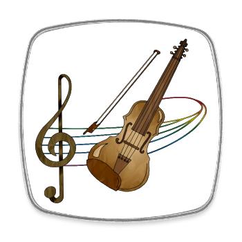 Violon - Magnet carré - blanc - Devant
