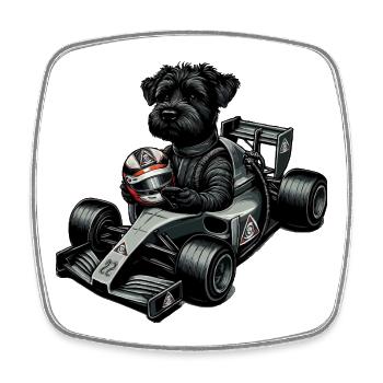 Boomer Dog Formula Kart - Square fridge magnet - white - Front