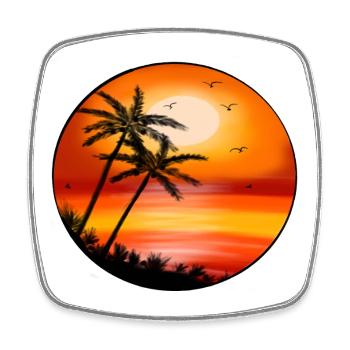 Sonnenuntergangspalmen am Strand - Viereckiger Kühlschrankmagnet - Weiß - Vorne