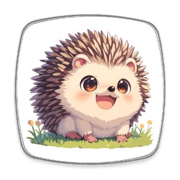 Igel - Viereckiger Kühlschrankmagnet - Weiß - Vorne