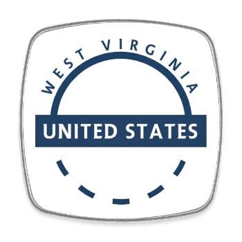 Wappen des Bundesstaates West Virginia - Viereckiger Kühlschrankmagnet - Weiß - Vorne