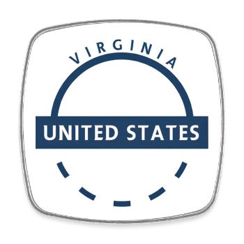 Virginia State Badge Blue - Square fridge magnet - white - Front