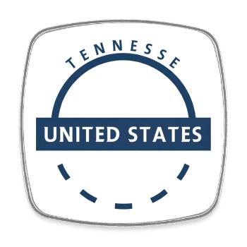 Tennessee U.S. Emblem Circle - Viereckiger Kühlschrankmagnet - Weiß - Vorne