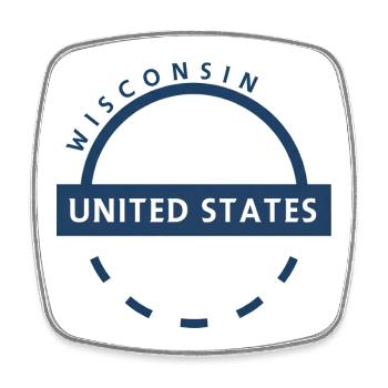 Wisconsin Vereinigte Staaten Arc-Abzeichen - Viereckiger Kühlschrankmagnet - Weiß - Vorne