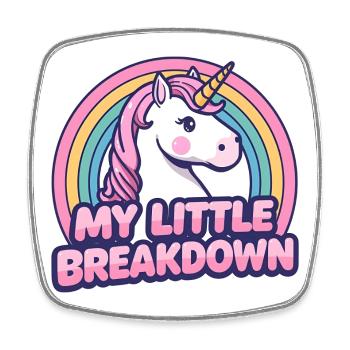 Unicorn My Little Breakdown Cartoon - Square fridge magnet - white - Front