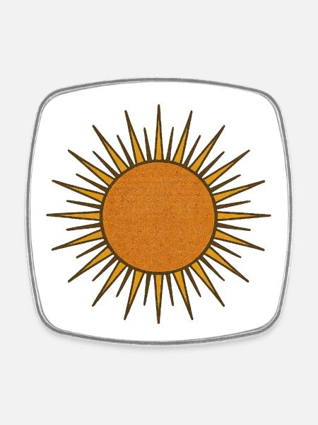 Vintage Radiant Sun - Square fridge magnet - white