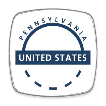 Pennsylvania Vereinigte Staaten Abzeichen - Viereckiger Kühlschrankmagnet - Weiß - Vorne
