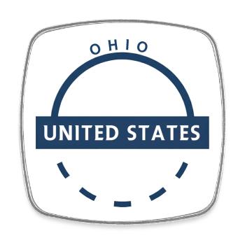 Ohio-Emblem der Vereinigten Staaten - Viereckiger Kühlschrankmagnet - Weiß - Vorne